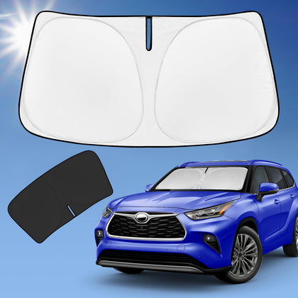 ZOIBV front view on Highlander showing full windshield coverage and sun protection