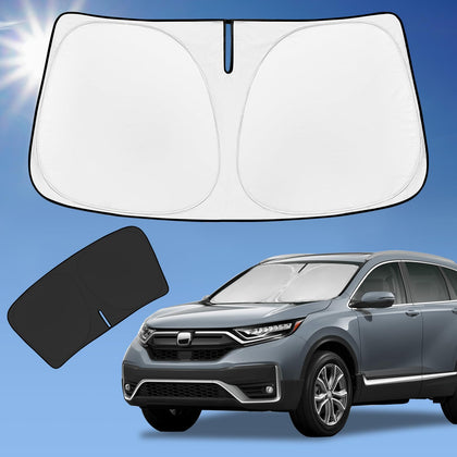 ZOIBV front view of sun shade packaging showing fit and protection