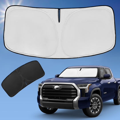 ZOIBV sun shade front view showing full windshield coverage and protection
