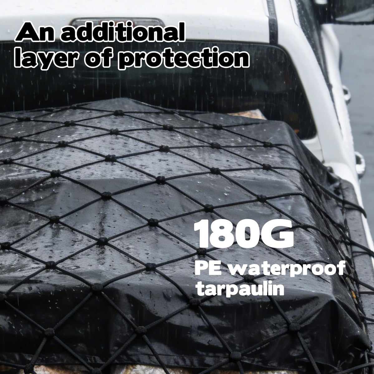Zoketriton net size comparison on truck bed illustrating stretch range