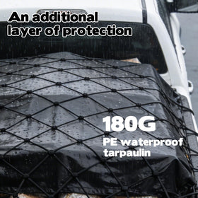 Zoketriton net size comparison on truck bed illustrating stretch range