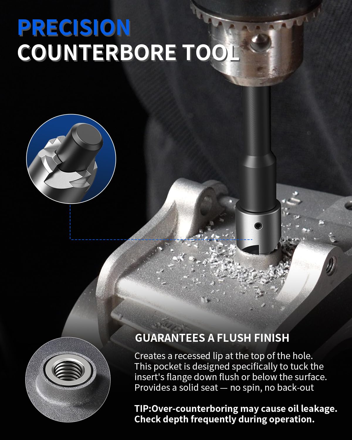 ZOMIYU installed insert in aluminum demonstrating restored thread strength