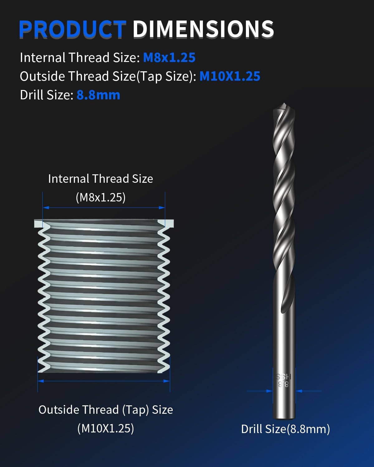 ZOMIYU arranged drill tap counterbore and driver for complete repair