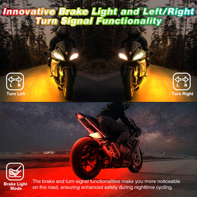 ZONECONA installed on motorcycle at night illustrating vibrant underglow and improved visibility