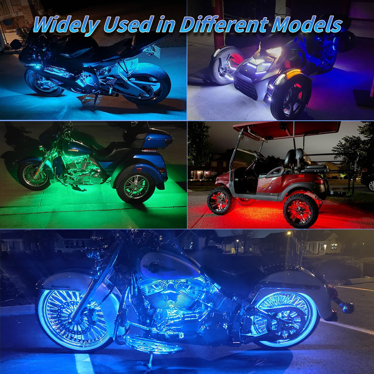 ZONECONA strips mounted on motorcycle for size and scale reference, simplifies fitment decisions