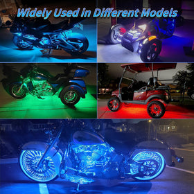 ZONECONA strips mounted on motorcycle for size and scale reference, simplifies fitment decisions
