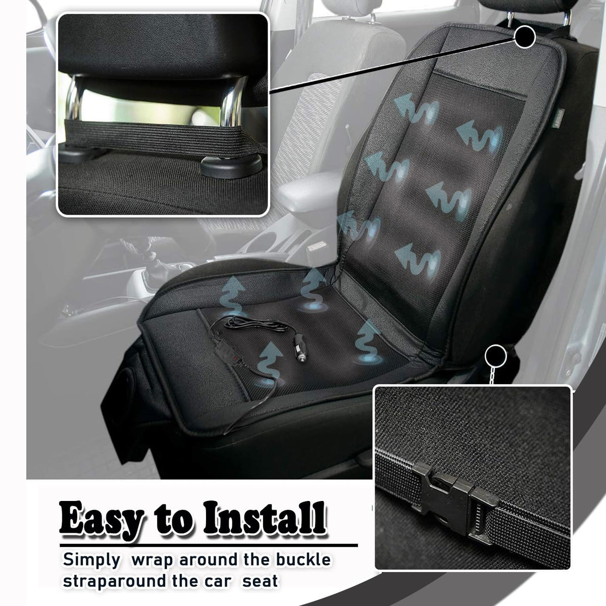 ZONETECH back straps and fastening system for secure stable seat placement