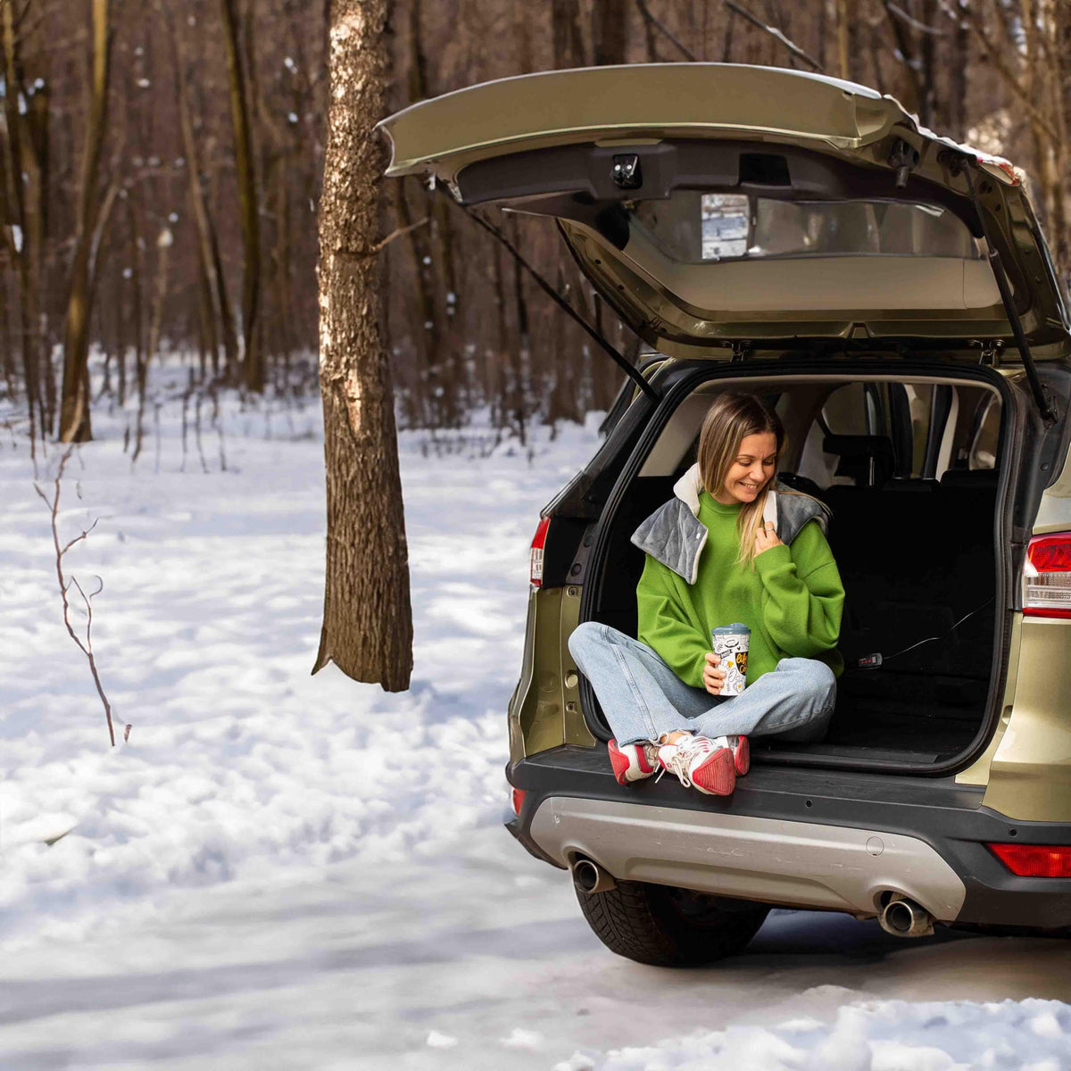 ZONETECH folded heated blanket stored compactly highlighting easy transport and storage