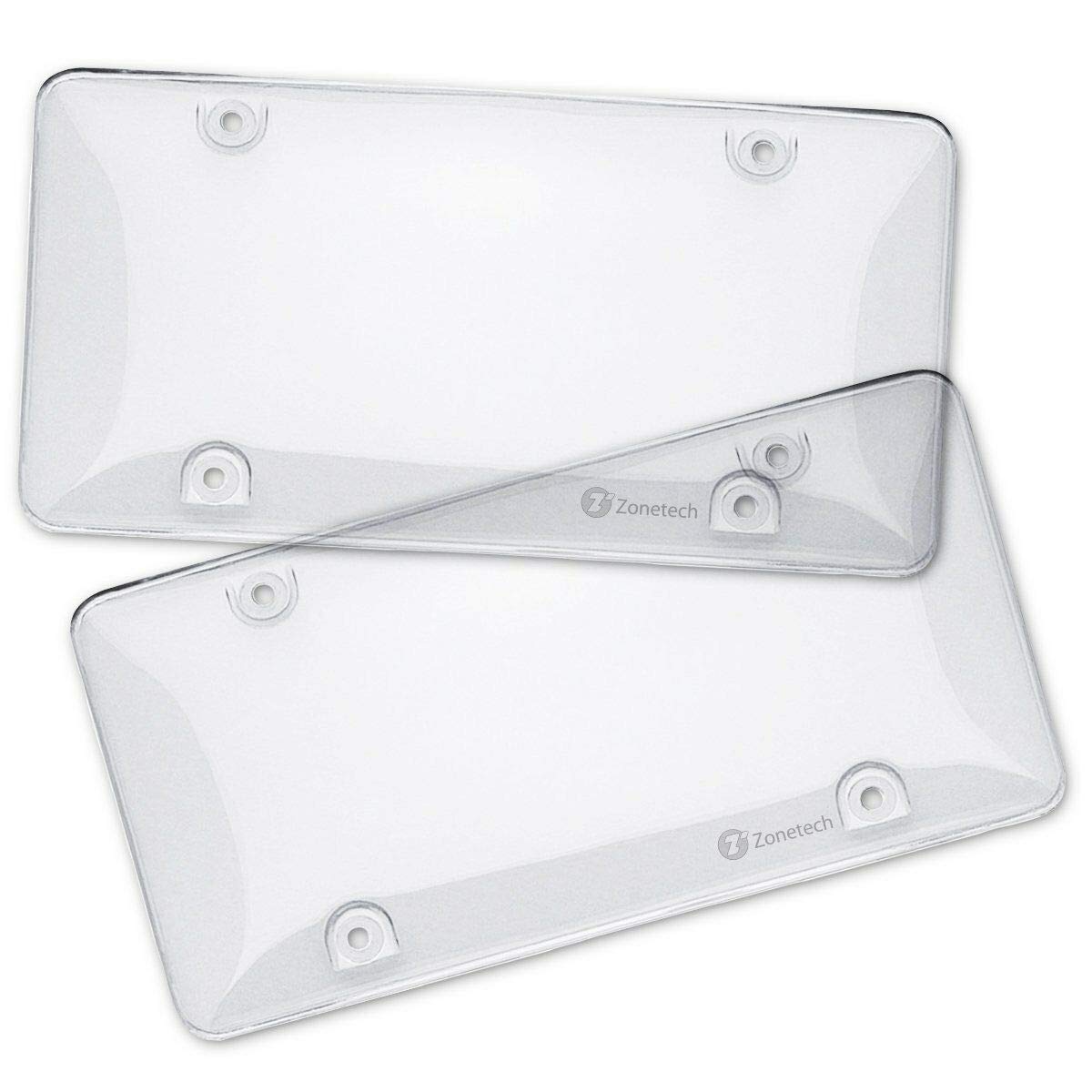 ZONETECH front view cover showing clear protection and preserved plate visibility