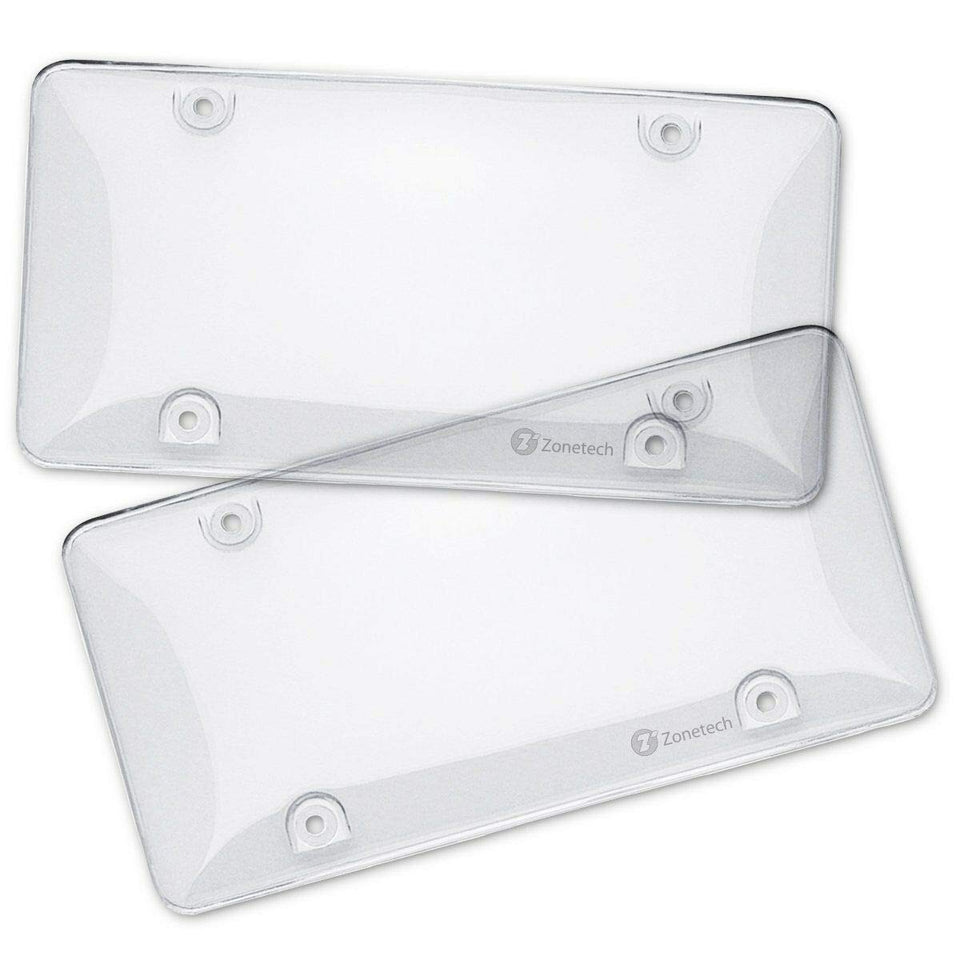 ZONETECH front view cover showing clear protection and preserved plate visibility