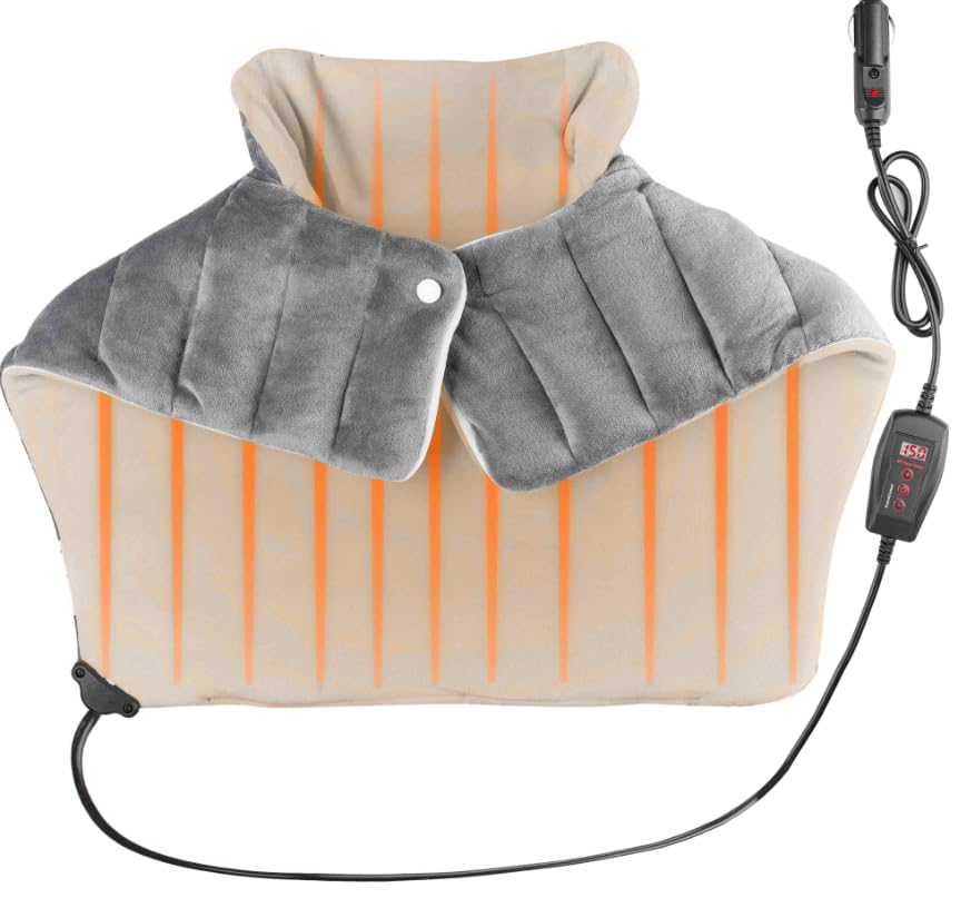 ZONETECH front view of heated pad showing coverage and ergonomic fit for neck and shoulders