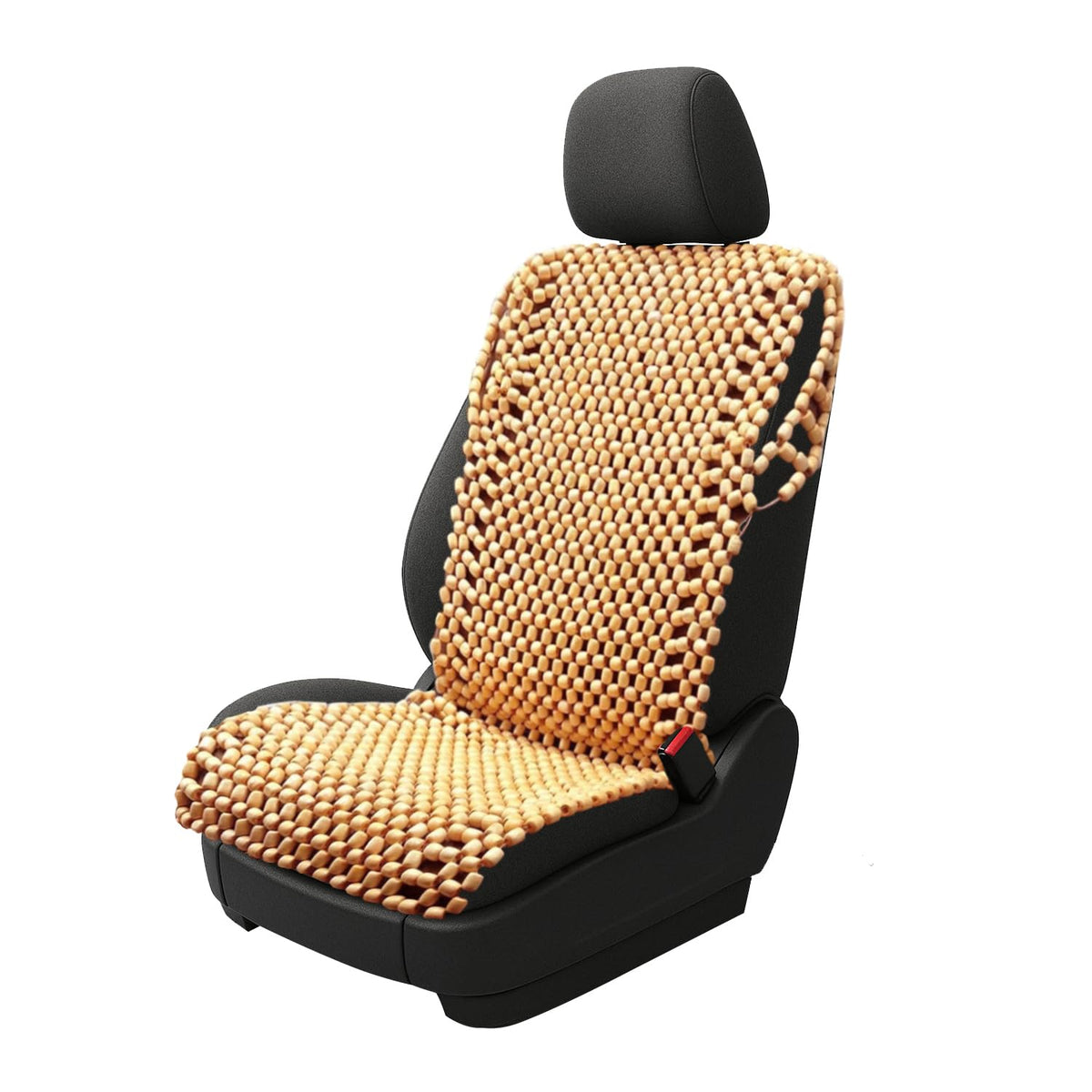 ZONETECH front view of wood bead seat cover showing breathable comfort
