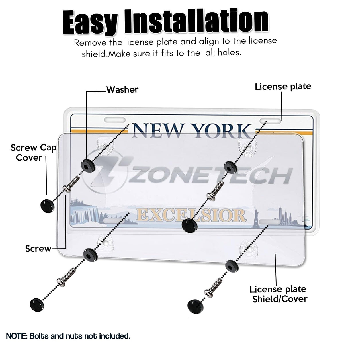 ZONETECH next to a standard 6x12 plate showing universal fit advantage