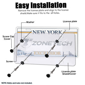 ZONETECH next to a standard 6x12 plate showing universal fit advantage