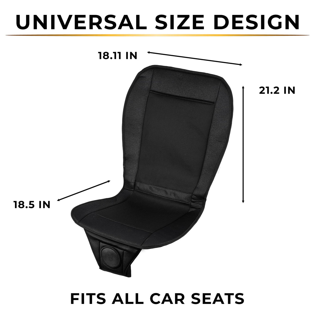 ZONETECH seat cover next to a standard seat for size comparison and universal fit clarity