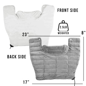 ZONETECH heated pad worn in a car seat demonstrating portable warm relief while driving