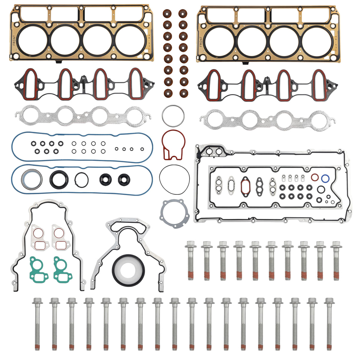 ZONFANT complete kit box contents showing organized gaskets and bolts for quick parts verification