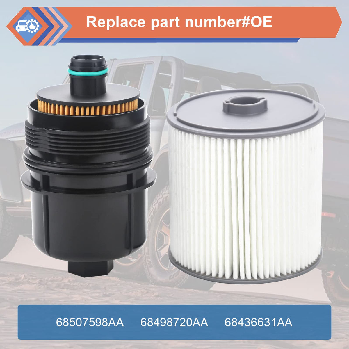 ZONFANT fuel filter element side view highlighting proper OEM dimensions