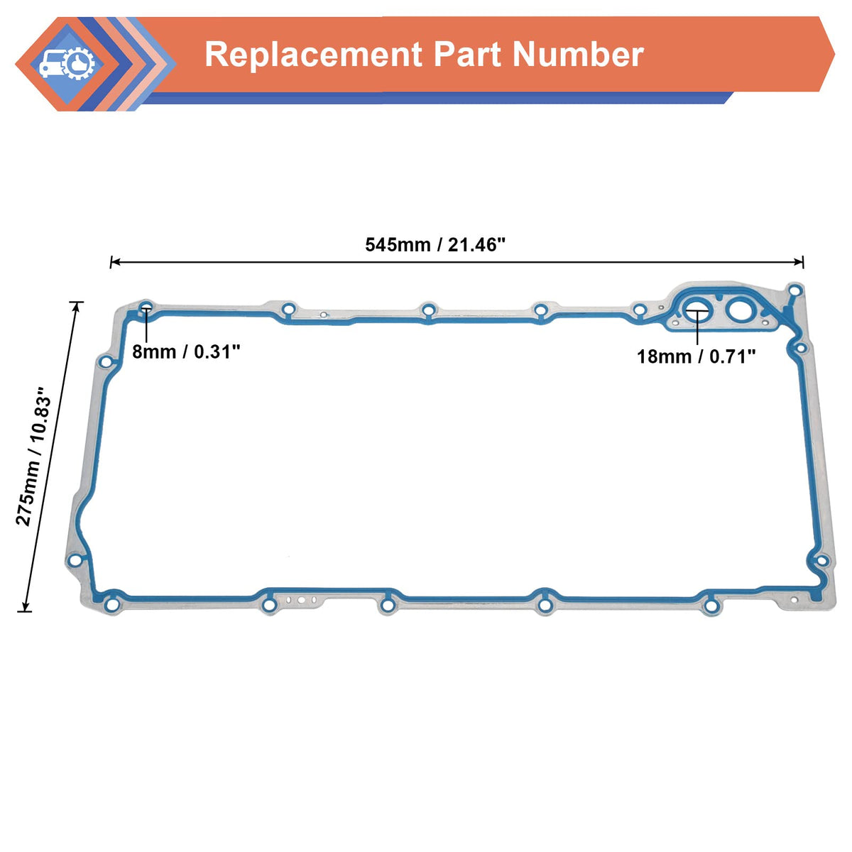 ZONFANT gasket size next to ruler showing scale for fit confidence benefit