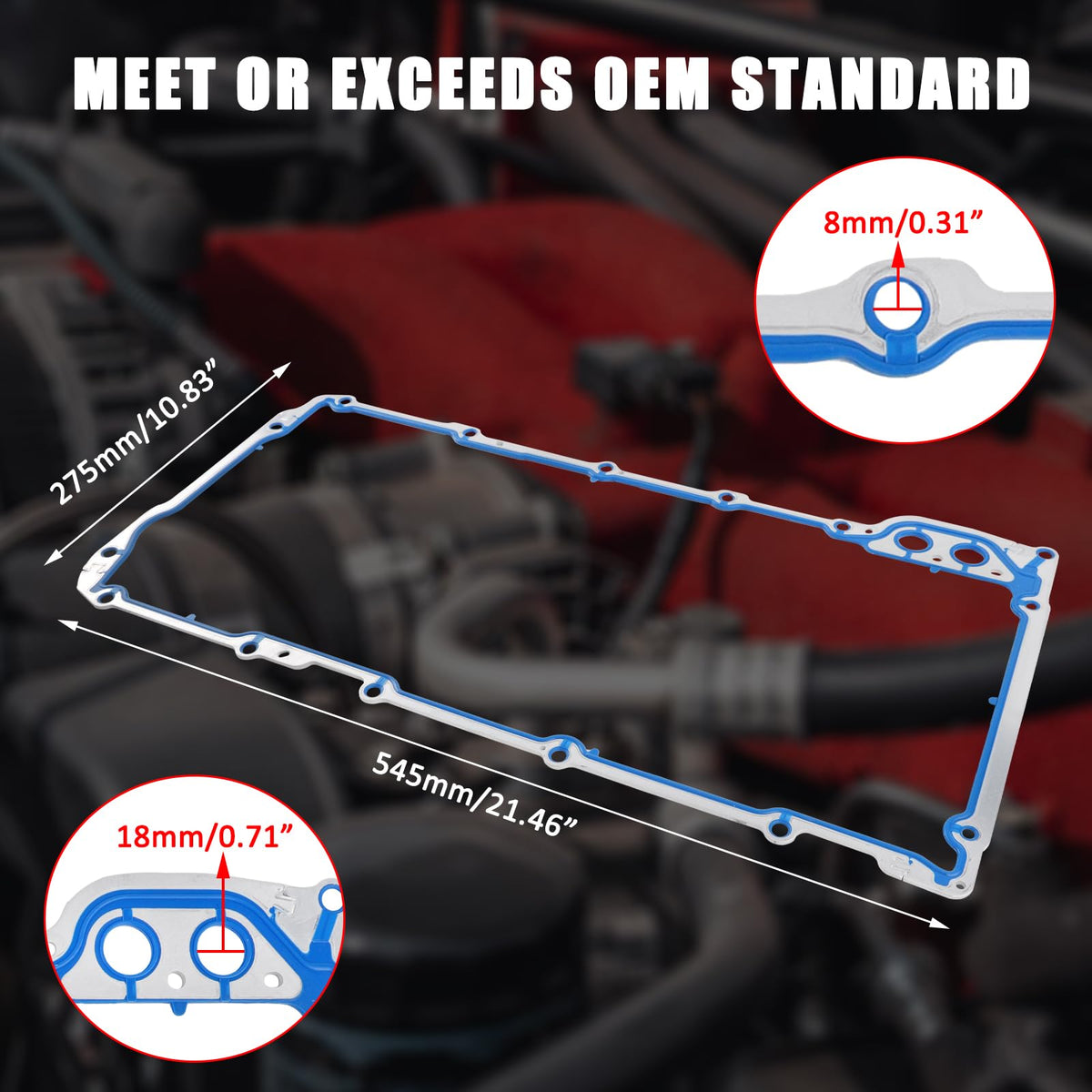 ZONFANT gasket set next to ruler showing accurate scale and fitment