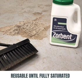 Zorbent being poured onto an oil spill demonstrating fast containment benefit