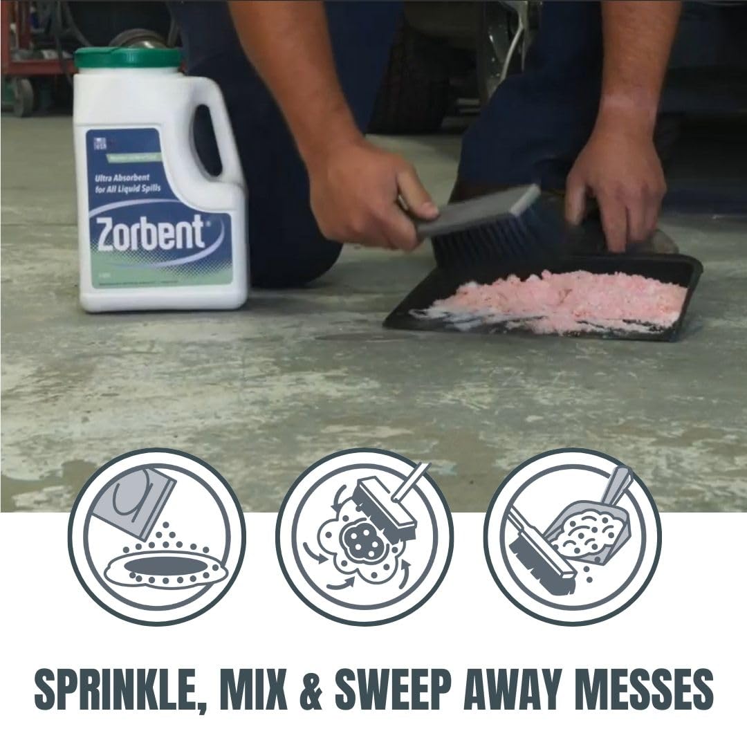 Zorbent sweepup of encapsulated waste illustrating easy removal benefit