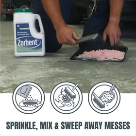 Zorbent sweepup of encapsulated waste illustrating easy removal benefit