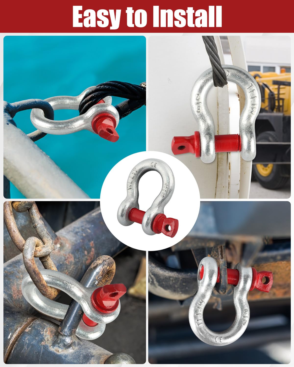 ZORUNNA shackles used on a boat rigging illustrating marine-ready durability