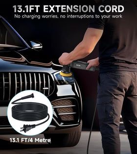 ZOTA mini buffer held in hand to show scale and ergonomic control benefit
