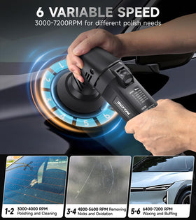 ZOTA mini buffer polishing a headlight to restore clarity and improve appearance