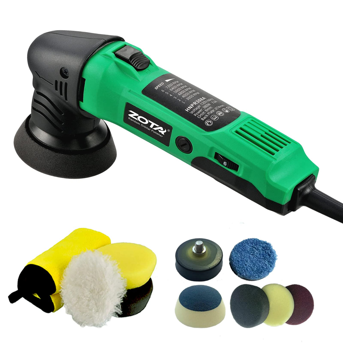 ZOTA mini polisher front view showing compact design and ergonomic grip for easy control