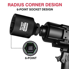 ZOYAKKI deep-well side profile showing reach for recessed nuts benefit