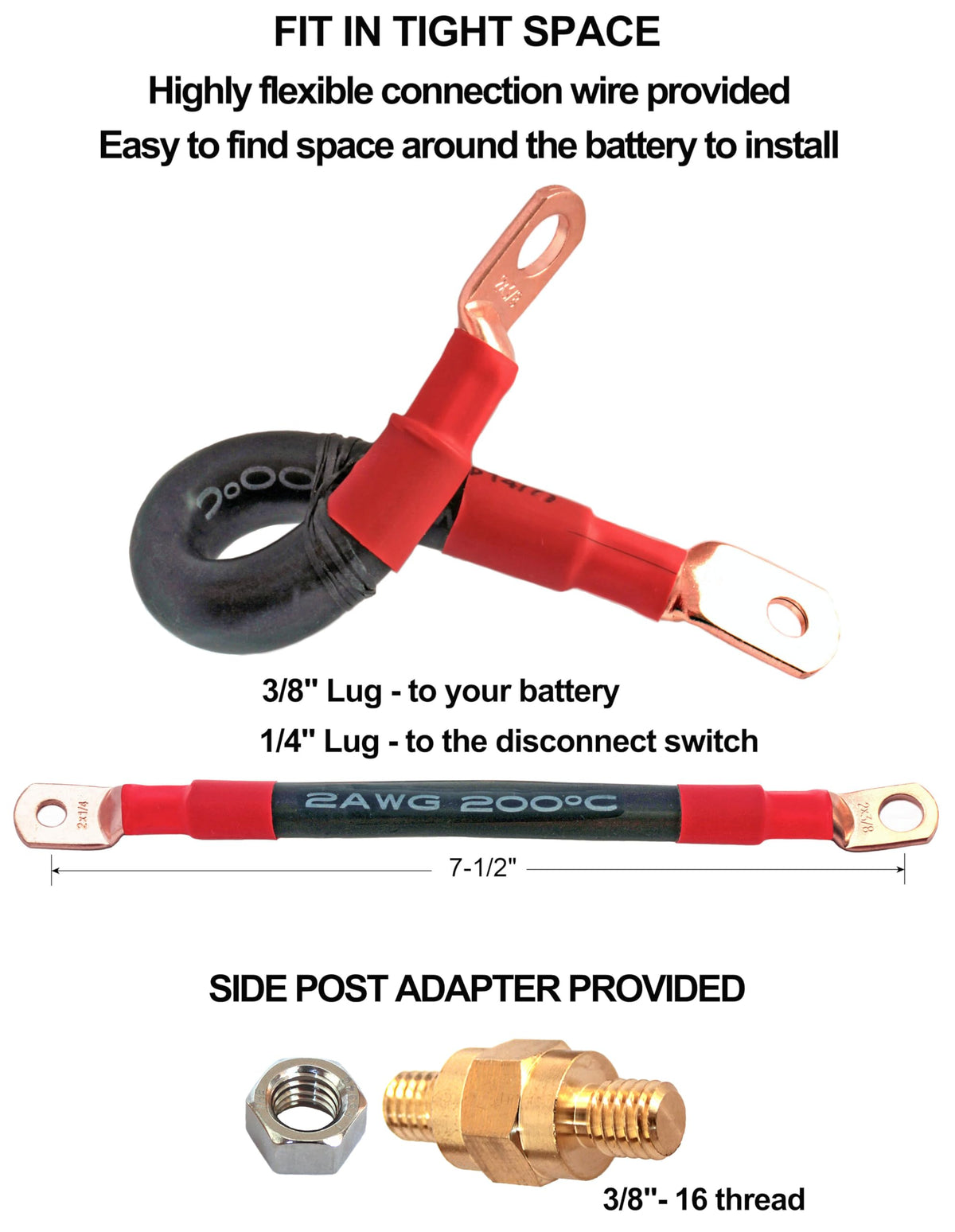 ZOZOMOTORS heavy 2AWG harness and wire for reliable high-current delivery