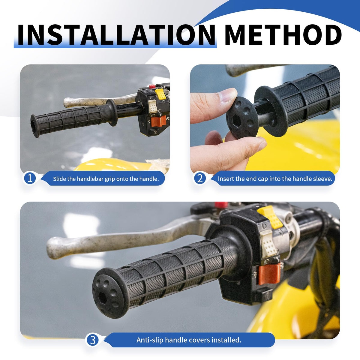 zozoye grips installed on a Honda Rancher 420, improved handling visible