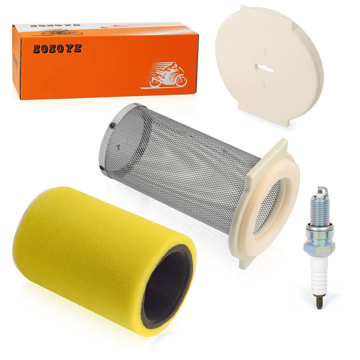 zozoye complete kit with spark plug beside a ruler showing scale and ready-to-install convenience