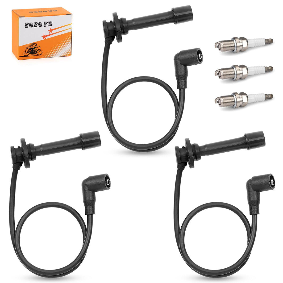 zozoye spark plug and cap wire kit front packaging showing sealed parts and labels for easy ID