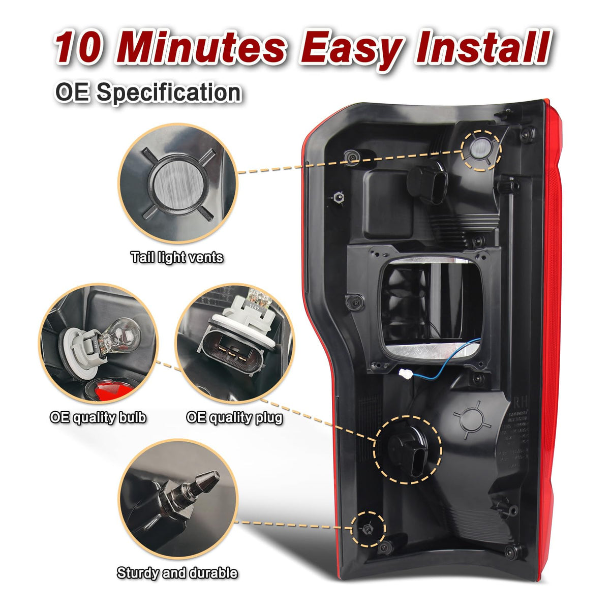 ZSBMP taillight rear connector and mounting points for easy plug-and-play benefit