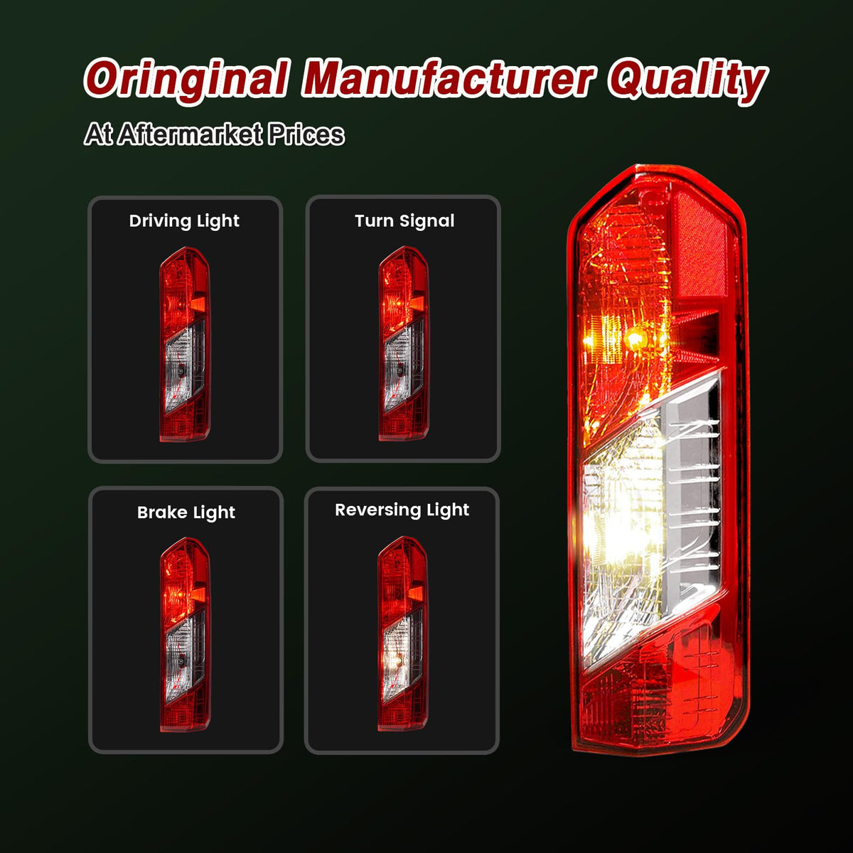 ZSBMP tail light installed on Ford Transit illustrating correct OEM fitment