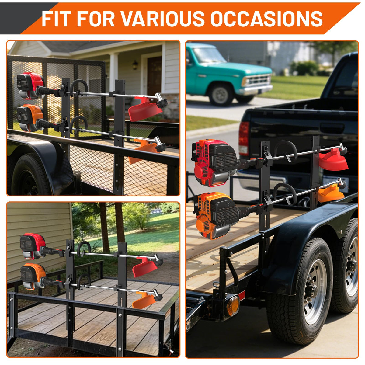ZSLTLDU rack loaded with trimmers rakes and shovels showing multifunctional storage