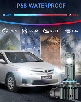 ZSTOPCL lighting a dark road in a Corolla to illustrate improved visibility and safer driving