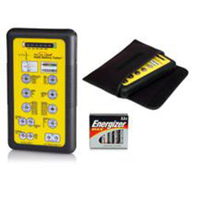 ZTS MBT-1 testing AA battery in hand, portable tester enabling fast pass/fail decisions