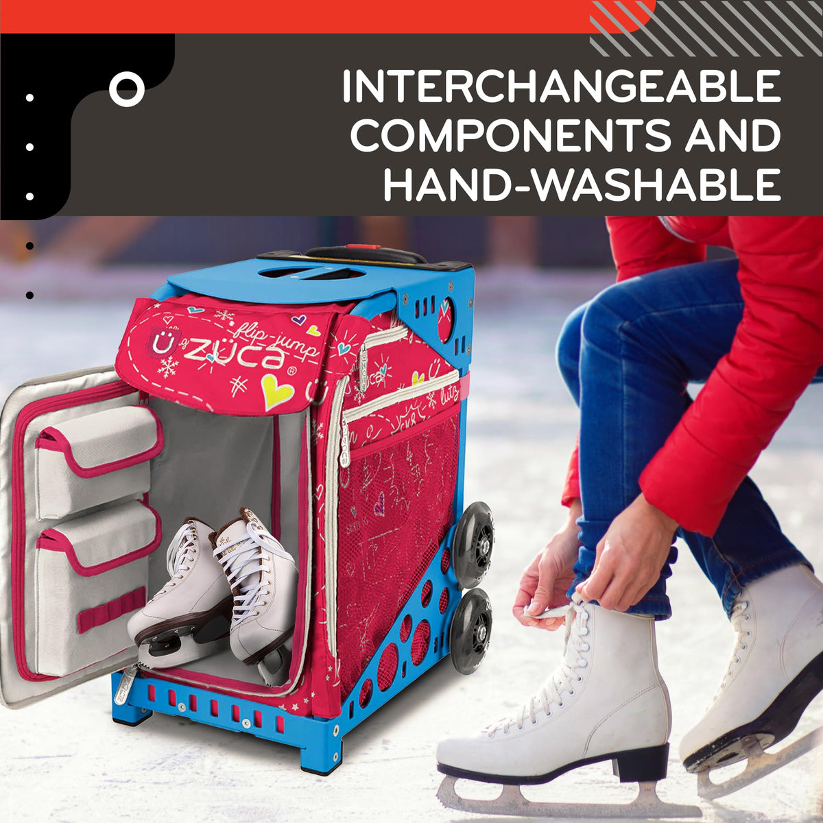 ZUCA insert door-style front opening for easy organized access