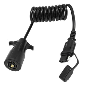 ZUDKSUY 7-pin round plugged into vehicle socket illustrating secure, plug-and-play connection