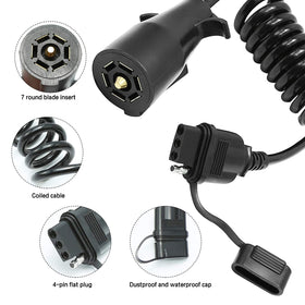 ZUDKSUY coiled cable fully stretched to demonstrate 5 ft reach for flexible towing connections