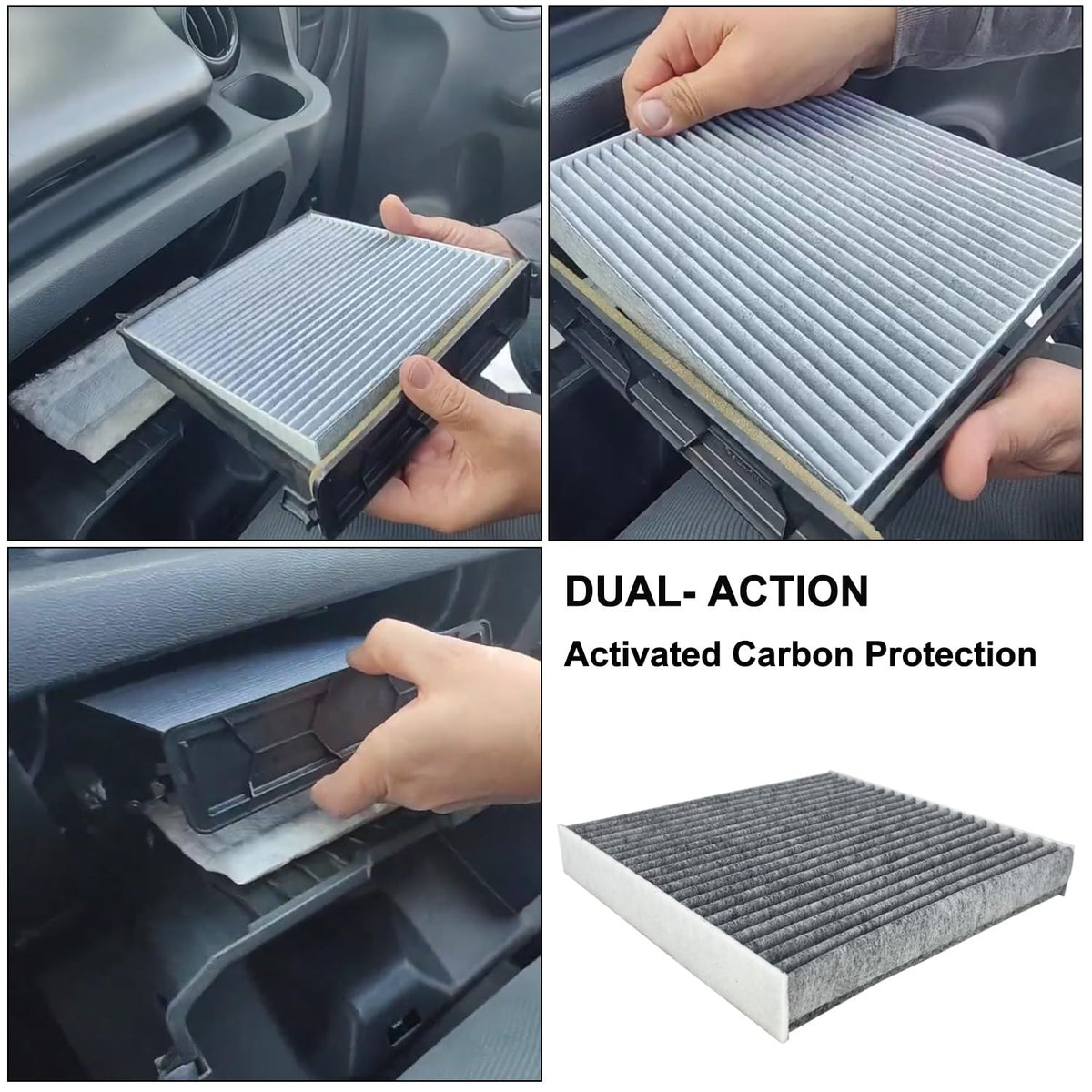 ZUVELLO filters installed under hood of Honda Fit showing direct-fit benefit