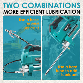 ZUYIYI grease gun accessories laid out showing complete kit convenience benefit