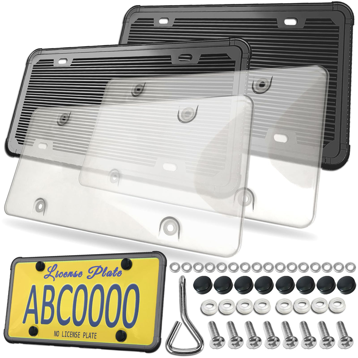 ZXFOOG front view clear license plate cover showing protection and neat display
