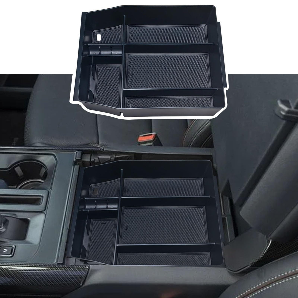 Zxiaochun front view of console tray showing organized compartments and quick access