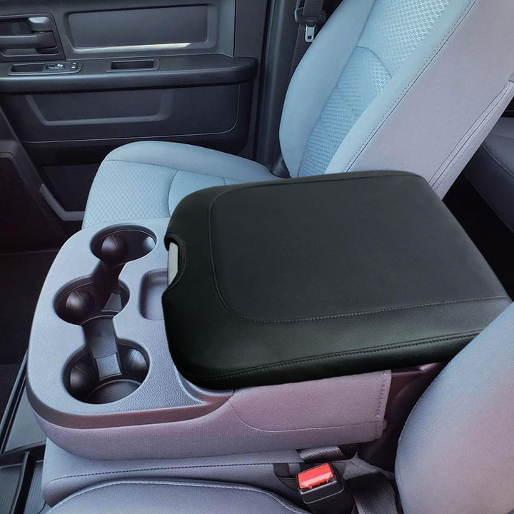 Zxiaochun front view of black leather console cover showing fit and finish