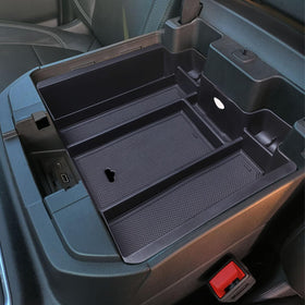 Zxiaochun front view installed in Silverado full console showing neat organization and quick access